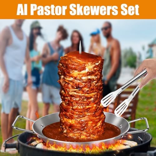 Al Pastor Skewer for Grill, Large 13 Inch Gyro Pan with Fat Separator