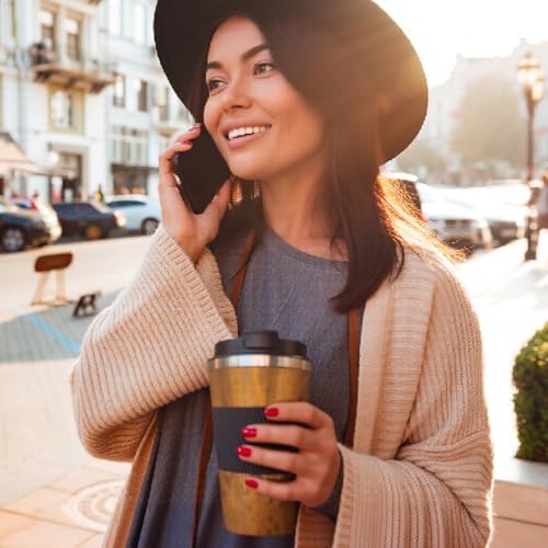 Insulated Travel Coffee Mug, Stainless Steel Coffee Cup with Leakproof Lid