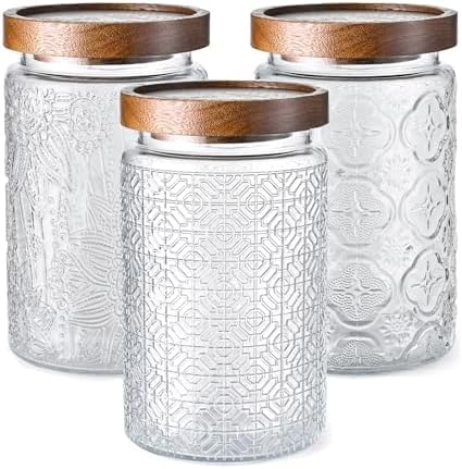 Glass Storage Containers With Lids, Glass Jars With Lids, 32oz, Set Of 3