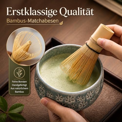 Buucup Blue Matcha Set, Ceramic Bowl Kit with Bamboo Whisk & Tools