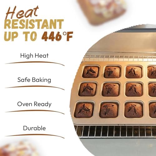 Good Dee's Square Non-Stick 12-Cup Muffin Pan - Naturally Slick - Carbon Steel - PTFE & PFOA Free - Perfect for Brownies, Cupcakes, Muffins, and More