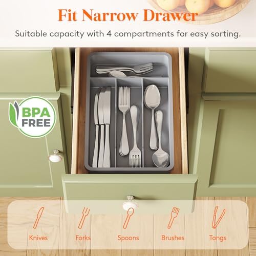 Lifewit Silverware Drawer Organizer Tray, Cutlery Storage for Kitchen