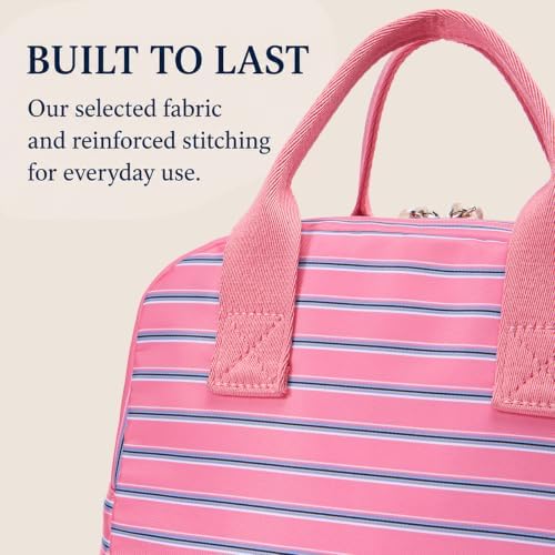 LOVELYWIND Lunch Box for Women, Insulated Lunch Bag, Pink Striped Tote