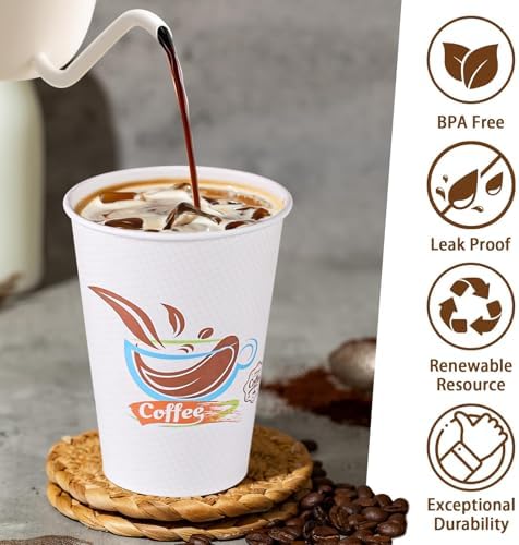 Lamosi 180 Pack 12 oz Coffee Cups, Disposable Paper Cups No Lids