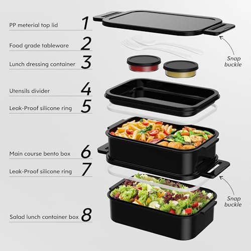 Jelife Adult Bento Box Lunch Box - Large Style Bento Lunch Box for Adults