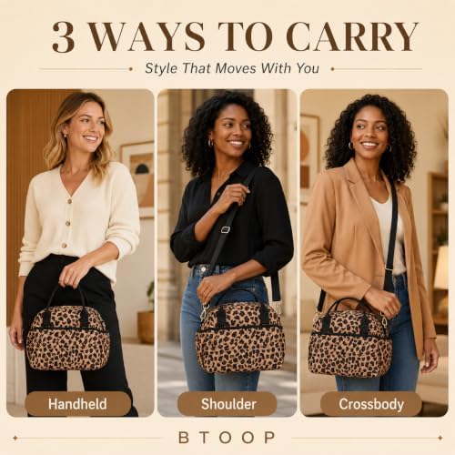 BTOOP Lunch Box for Women, Quilted Insulated Lunch Bag with Shoulder Strap