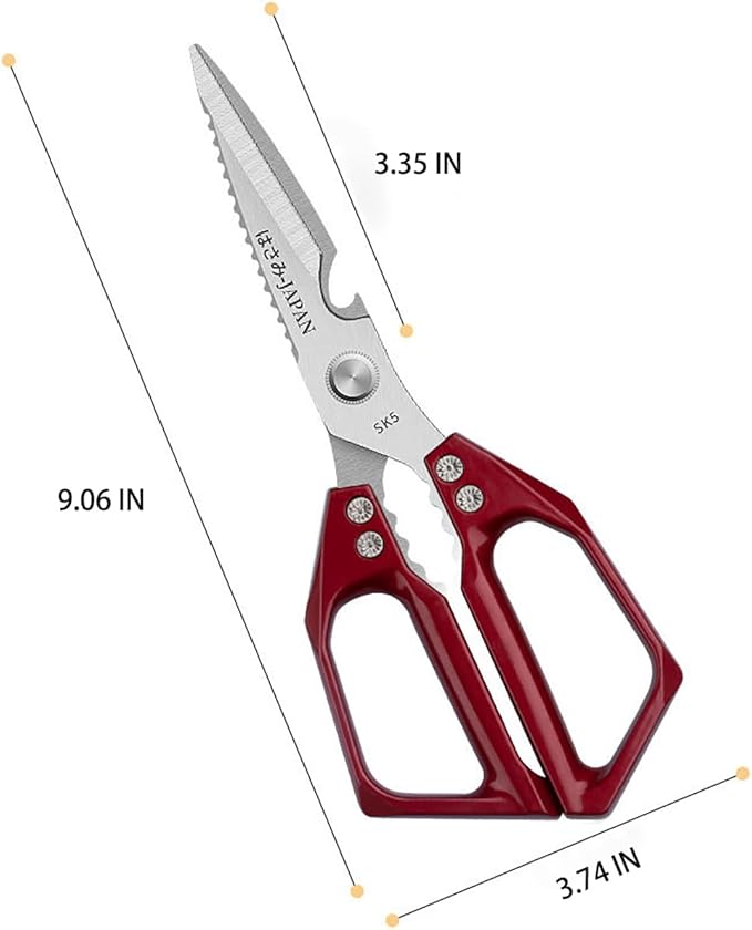 Multi-Purpose Rust Proof Kitchen Shears,Meat Scissors,Dishwasher Safe,Can be Used to Cut Vegetables, Chicken, Steak,Scrape Fish Scales, and Open Bottle Caps, etc(Red)