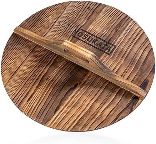 YOSUKATA Premium Wok Cover 14 in - Wooden lid for Frying Pan