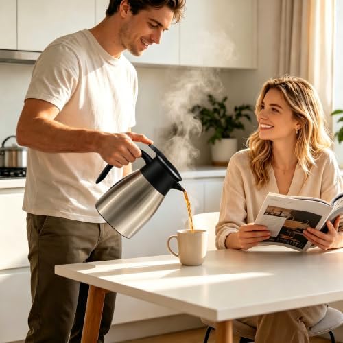 Thermal Coffee Carafe for Keeping Hot – 34OZ Insulated Small Coffee Pot
