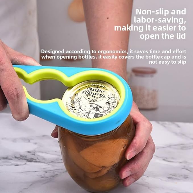 Multi-Color Bottle Opener and Can Opener for Weak Hands, Elderly Arthritis, Elderly, Jar Lid Opener with Rubber Pad for Jar Opener and Corkscrew Opener (blue-green)