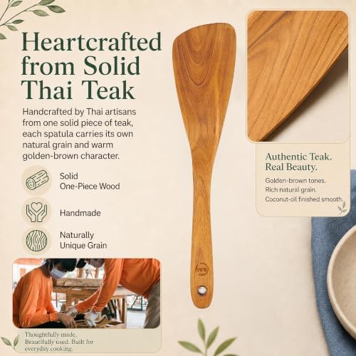 FAAY 11.5 Inch Teak Wood Spatula/Turner for RIGHT Hand | Versatile Spatula, Durable, Healthy and High Moist Resistance for Non Stick Cookware