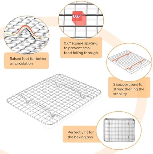 TeamFar Cookie Sheets with Cooling Racks, 2 Pans + 2 Racks,9x7x1 Inch