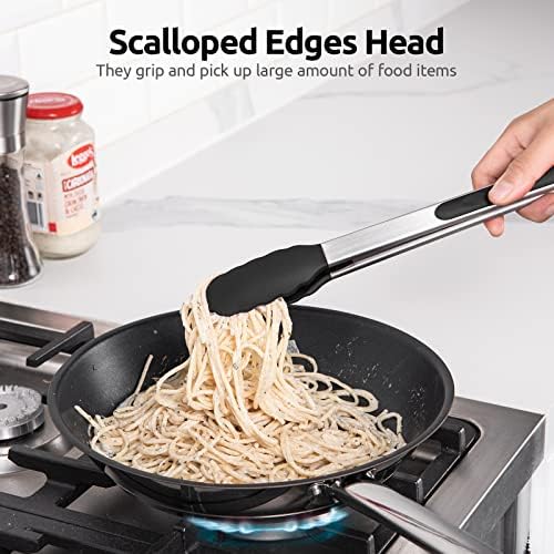 U-Taste Kitchen Tong for Cooking, 480ºF Heat-Resistant Silicone, 12"/Black