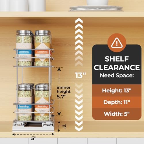 Mystozer Pull Out Spice Rack Organizer for Cabinet, Slide Out Spice Racks