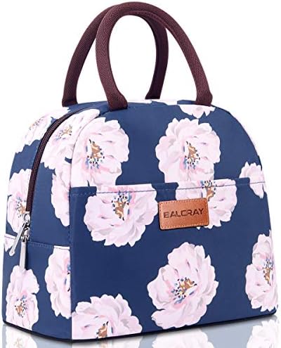 BALORAY Lunch Bag for Women Men Adult Lunch Box (Pink Flower), M