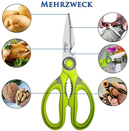 Kitchen Shears, Acelone Premium Heavy Duty Shears Ultra Sharp Stainless Steel Multi-function Kitchen Scissors for Chicken/Poultry/Fish/Meat/Vegetables/Herbs/BBQ… (Light Green) (Pack of 2)