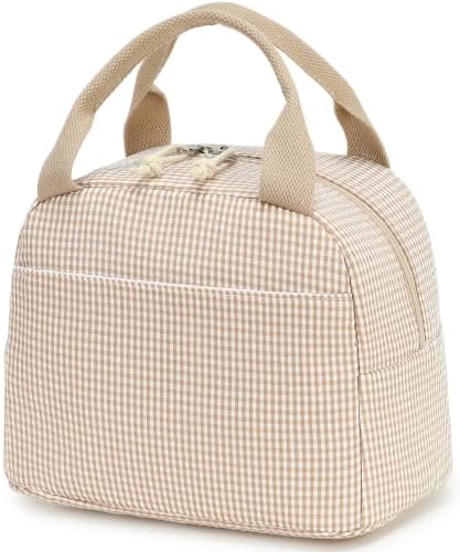 Bluboon Lunch Box for Women Cute Lunch Bag Reusable Insulated Lunch Bags Large Capacity Lunchbox Cooler for Work Picnic or Travel Gifts (Sage Green Checker, 10 x 7.5 x 8 inches)