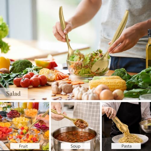 Mwellewm 36Pc Gold Plastic Serving Utensils Set,Disposable Tong Spoons Fork