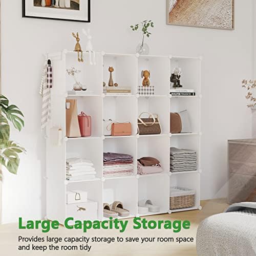 C&AHOME 16 Cube Storage Organizer Cube Shelves Units Storage Cubes, Milky