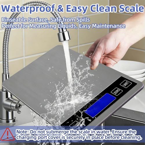 33lb Digital Kitchen Scale, Food Scale with USB Rechargeable & Batteries