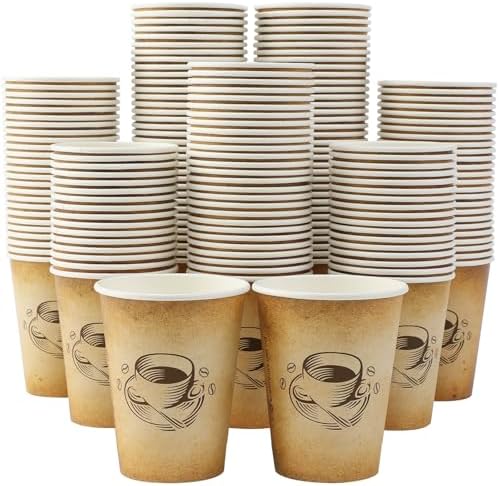 Clawsoff 300 Pack 12oz Disposable Paper Coffee Cups Retro Design