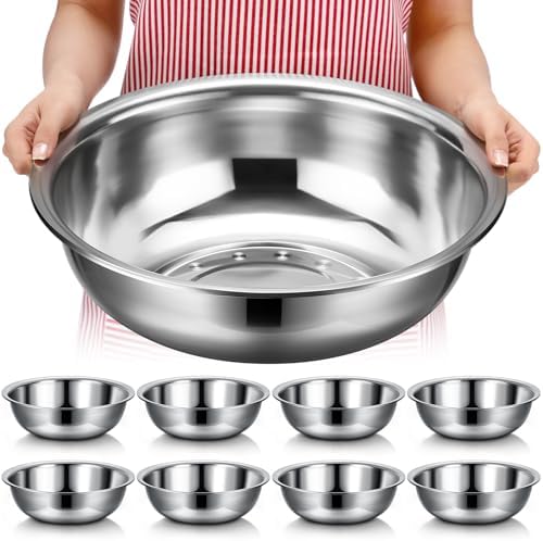 Nuogo 8 Pcs Stainless Steel Mixing Bowls Large for Salad, 16 Inch 13 Qt