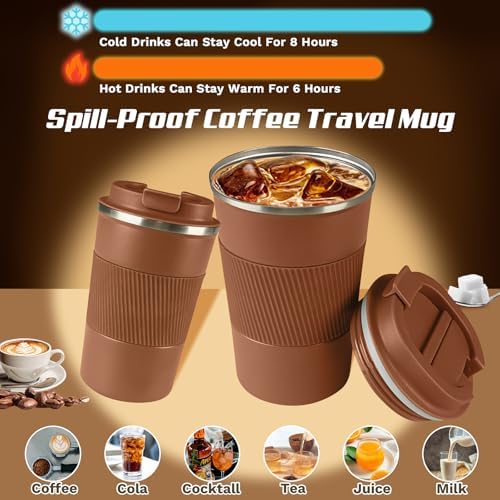 Vacuum Insulated Stainless Steel Travel Coffee Mug,Leak Proof Cup with Lid