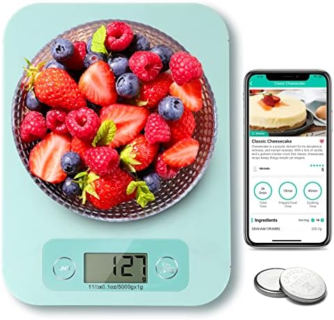 URAMAZ Smart Food Scale with Nutritional Calculator, Digital Kitchen Scale with Bluetooth App for Weight Loss, Food Weight Scale for Diet, Keto, Macro, Calories Counting, Tracking, 11lb