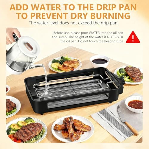Electric Indoor Grill 1700W, 2 in 1 Smokeless Indoor Grill for Kitchen with Non-stick Removable Grill & Griddle Plate,Temperature Control Korean BBQ Grill with 3 Cheese Pans Dishwasher Safe