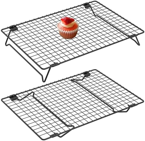 2 Pcs Cooling Racks for Cooking and Baking, 13.4x9.4inch Cookie Cooling Racks, Carbon Steel Wire Cooling Rack for Baking, Stackable Cooling Rack for Baking Cooking Cooling Roasting Making Jerky