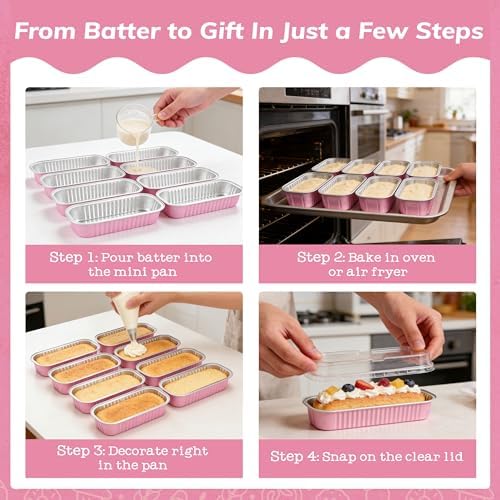 NPLUX Halloween Baking Tins with Lids, 6.8oz 200 Pack Pink for Home Bakers
