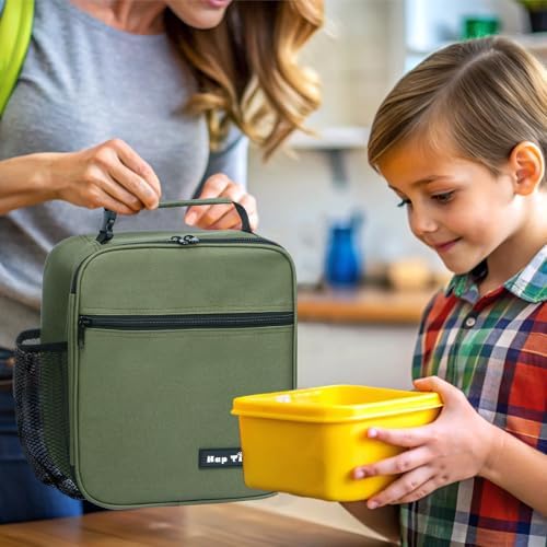 Hap Tim Insulated Lunch Bag Women, Reusable Lunch Box for Women & Men, Adluts Lunchbox for Work, Portable Lunchbag, Army Green（18654-AY）