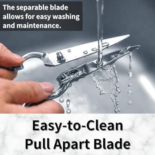 Japanese Kitchen Shears All Purpose 8" Heavy Duty Food Scissors Come Apart Blade, All Metal Japanese Stainless Steel, Made in Japan