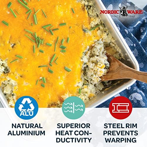 Nordic Ware Natural Aluminum Commercial Cake Pan with Lid,Rectangle Pan with Lid Silver,9 x 13,(Pack of 4)