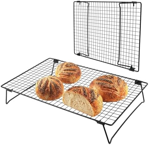 Sourdough Cooling Rack, Heavy Duty Cooling Rack for Sourdough, 17×11×3 Inch Elevated Design, Black，Gifts for Baking Must Haves,1 PCS
