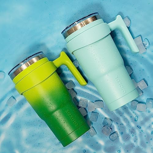 BJPKPK 30 oz Tumbler with Handle & Straw, Insulated Stainless Steel Mug