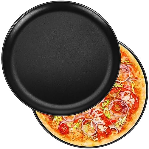 P&P CHEF Pizza Pan Set of 2, 12 Inch Stainless Steel Pizza Tray, Black
