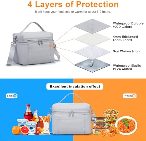 NOL Insulated Lunch Bags for Women Cooler Bag Lightweight Nylon Waterproof Lunch Box for Work