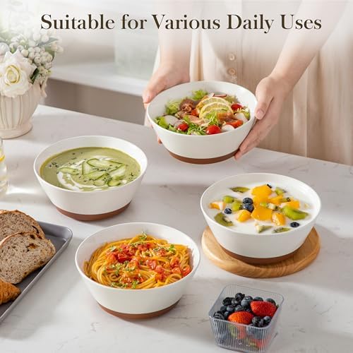 MALACASA Soup Bowls, Ceramic Salad Bowls Set of 4, 36oz Ceramic Bowls