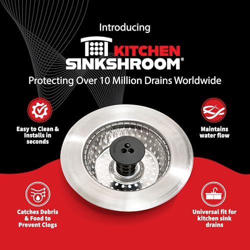 SinkShroom Revolutionary Clog-Free Sink Strainer Basket with Stopper, Stainless Steel
