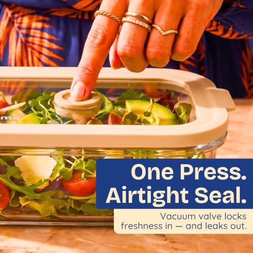 Non-Toxic Glass Food Containers with Lids, 4-Pack, 21 oz, Airtight, Beige