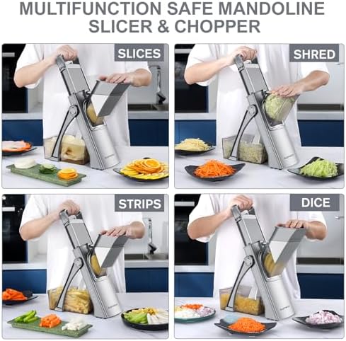 SupMaKin Safe Mandoline Slicer Plus for Kitchen, Vegetable Slicer & Chopper