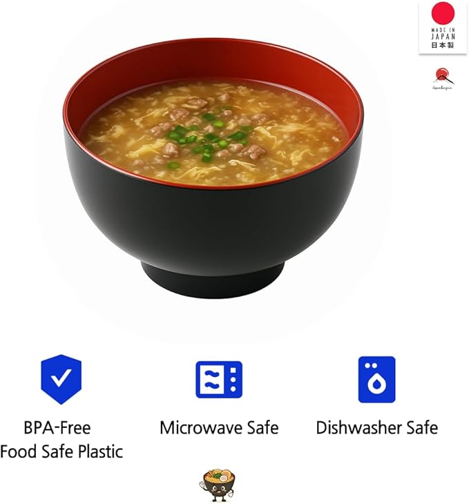 JapanBargain 2044, Japanese Plastic Soup Bowl for Ramen Udon Pho Noodle Poke Cereal Bowl 23 oz Microwave and Dishwasher Safe Made in Japan