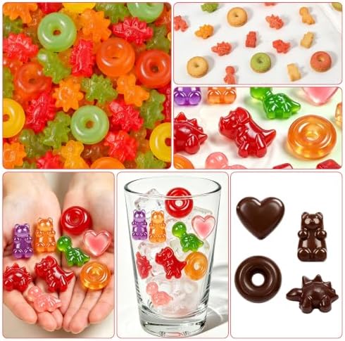 Large Gummy Bear and Worm Mold Silicone, 4 PCS No Stick Chocolate Candy Gummy Molds