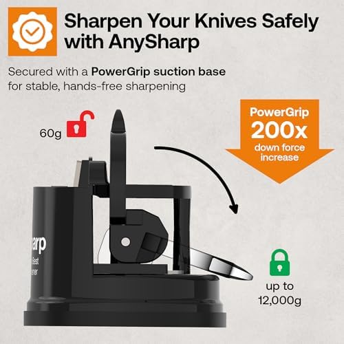 AnySharp – GLOBAL – Easy to Use, Hands Free Knife Sharpener - Black
