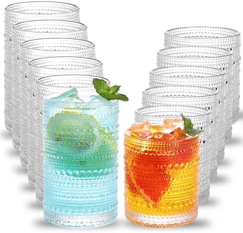 Moretoes Hobnail Drinking Glasses Set of 12 Vintage Water Glass Cups