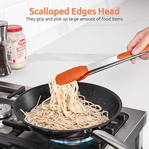 U-Taste Kitchen Tong for Cooking, 600ºF Heat-Resistant Silicon, 2Pcs/Orange