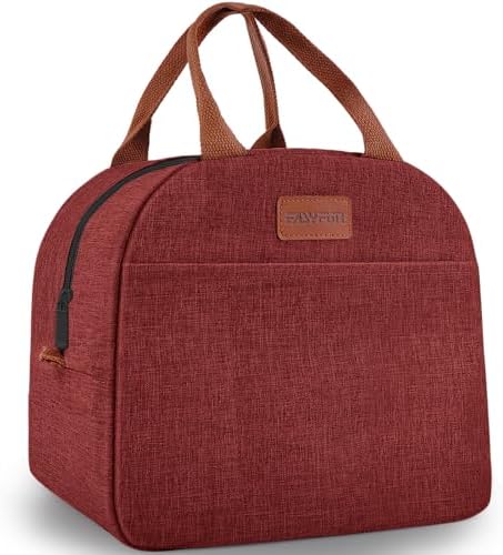 Lunch Bag for Women & Men Adult Insulated Lunch Box, Small Leakproof Cooler Food Lunch Containers Reusable High Capacity Lunch Tote Bags for Work, Travel, Outdoor - Wine Red