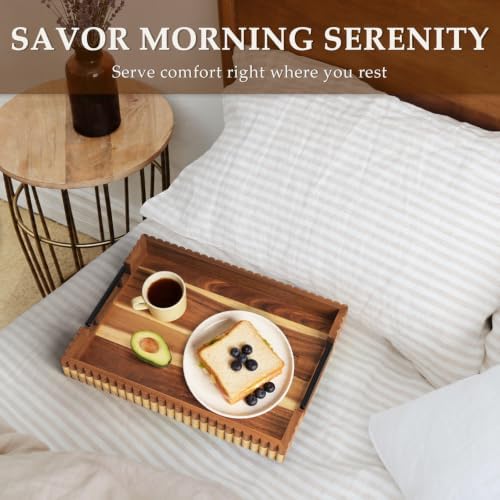 Serving Tray for Coffee Table Decor, 16.7" Decorative Ottoman Tray, Natural