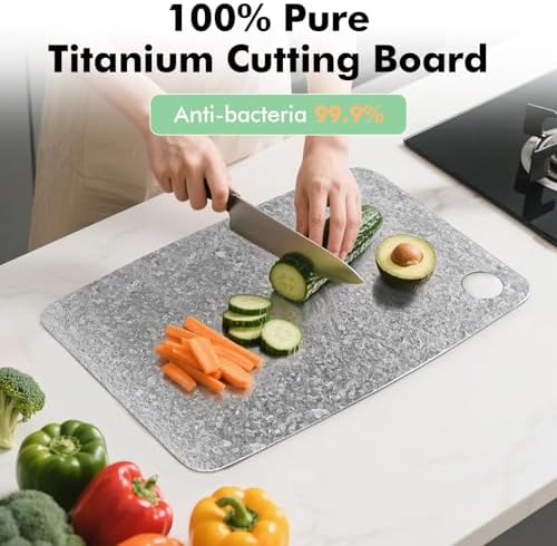 Titanium Cutting Board, Crystallized 100% Pure Titanium, 16 x 11 Inch